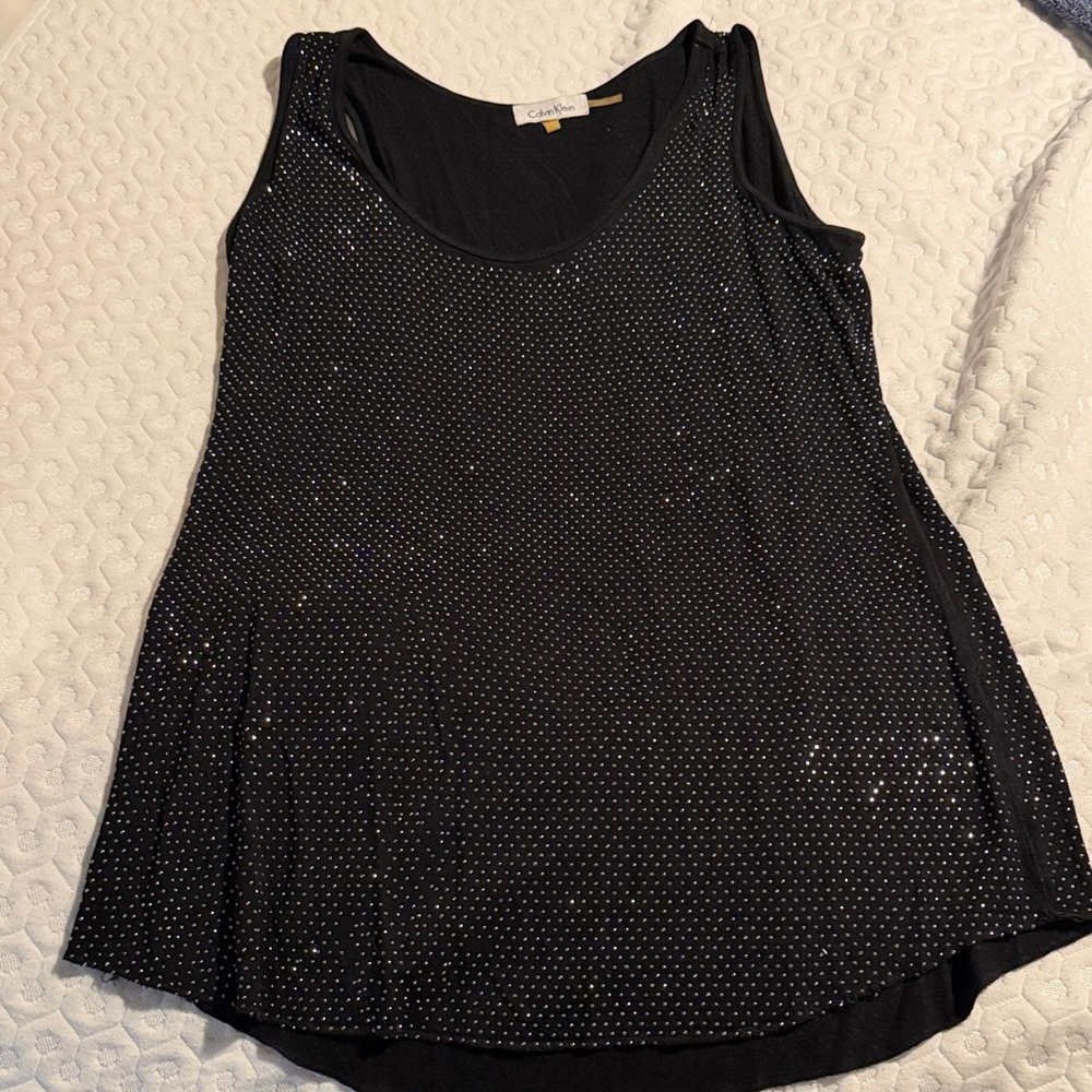 Calvin Klein Black Glitter Tank Top